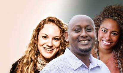 Hannah Gaventa, Jean-Claude (JC) Nkulikiyimfura and Mireille Flores